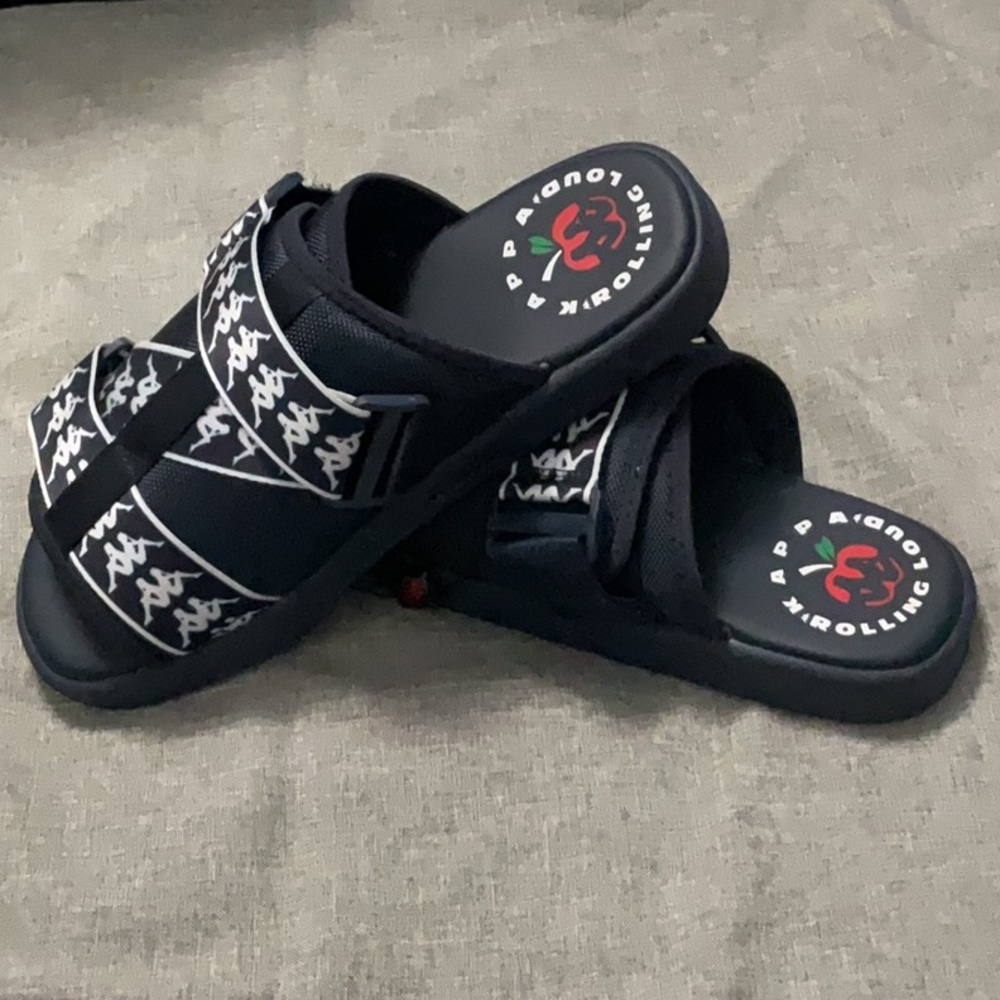 Kappa Navy and White Logo Adjustable Strap Slides